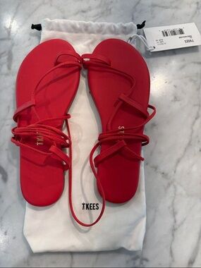 TKEES Red Minimal Lace-Up Sandals
